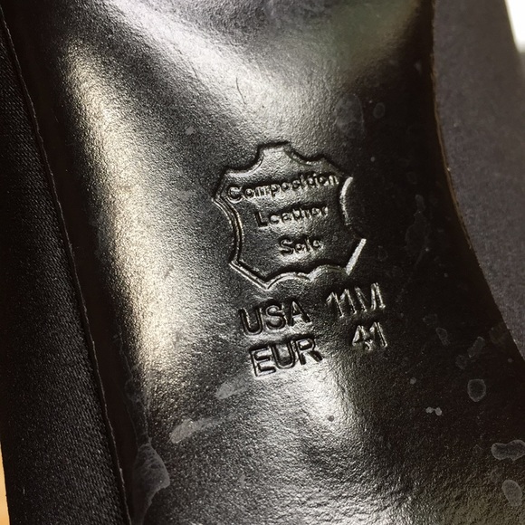 Nina Black satin peeptoe bow front 3.75” heels - Picture 7 of 8